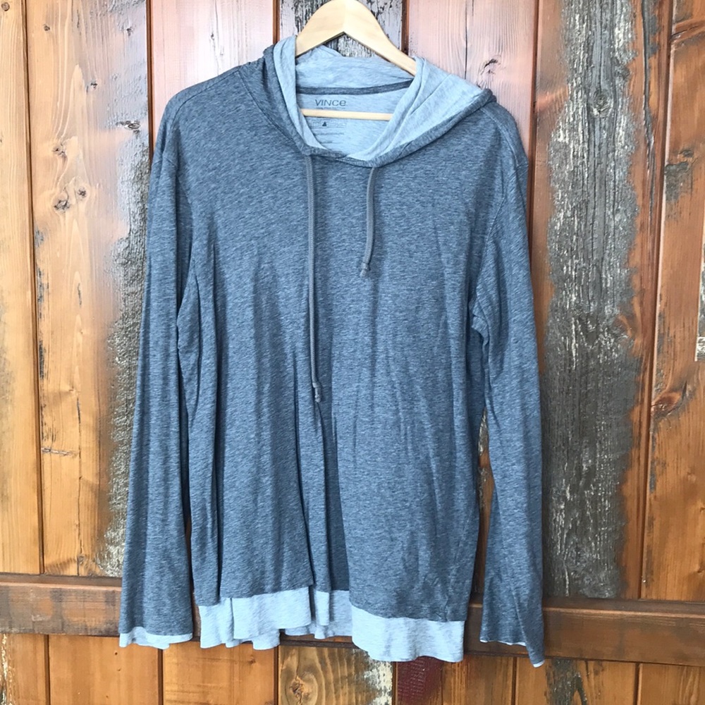 Vince. Double Layer Pullover Hoody Grey XL